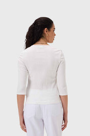 Polera Mujer Rib Terminación Crudo