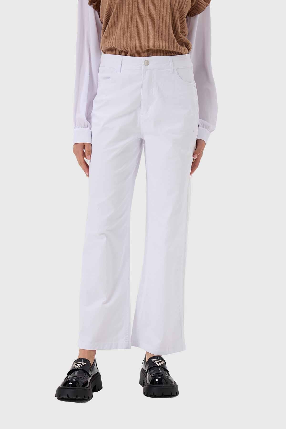 Pantalón Mujer Abotonado Blanco