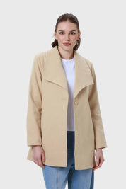 ABRIGO MUJER PAÑO LISO BEIGE