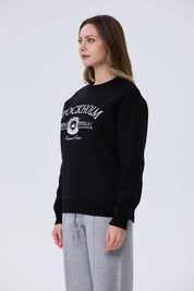 Polerón Mujer Oversize Print Negro