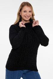 Sweater Mujer Trenzado Casual Negro