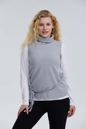 Sweater Mujer Con Amarra Gris