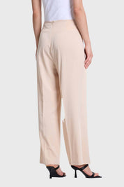 Pantalón Mujer Palazzo Aplicación Cruce Beige