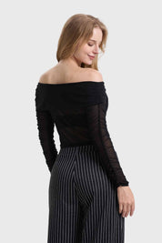 Polera Mujer Mesh Negro