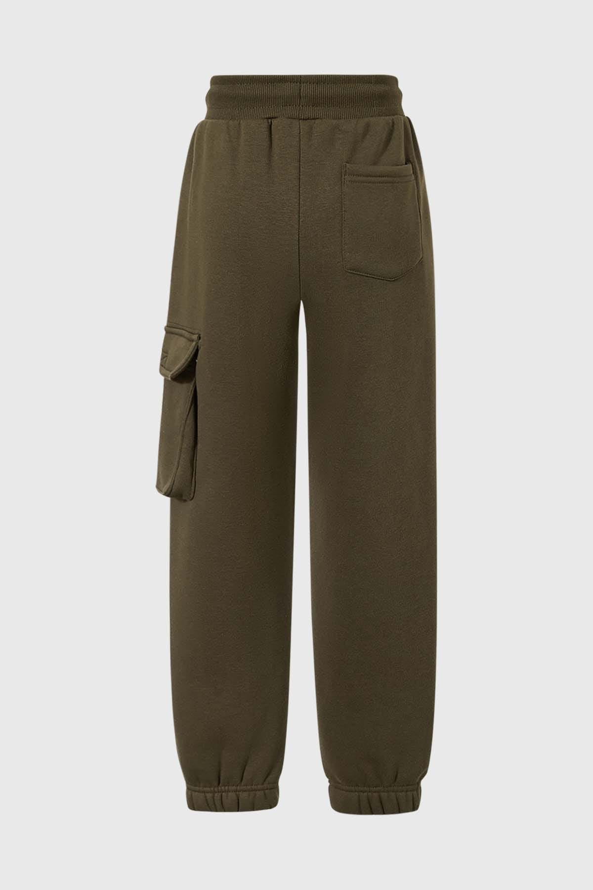 Pantalón Buzo Niño Cargo Con Cortes Verde