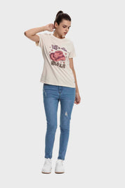 Polera Mujer Básica Print Crudo