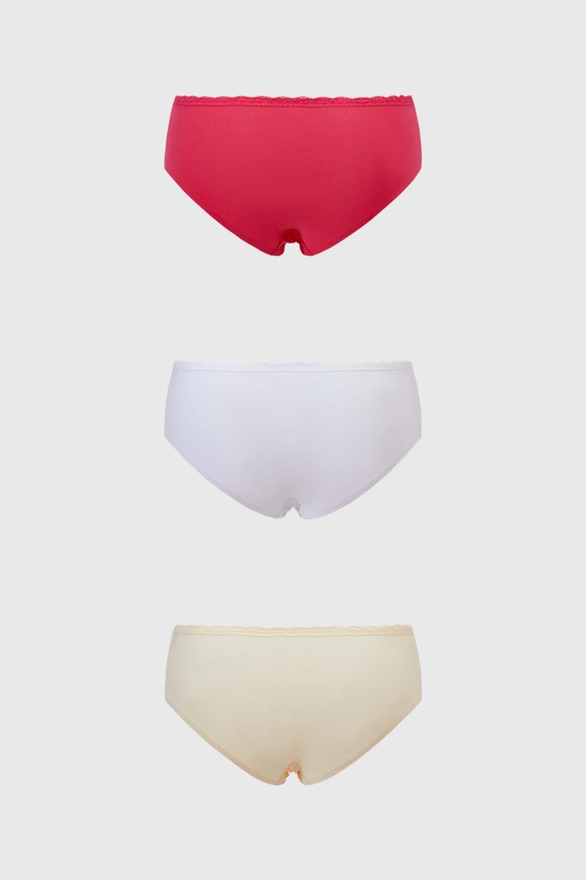 Calzón Mujer Tripack Pantaleta Encaje Fucsia