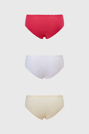 Calzón Mujer Tripack Pantaleta Encaje Fucsia