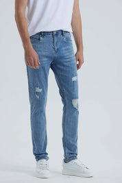 Jeans Hombre Skinny Roturas Azul