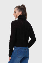 Sweater Mujer Trenzado Negro