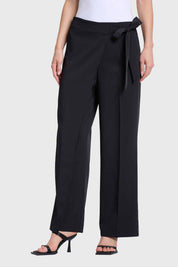 Pantalón Mujer Palazzo Aplicación Cruce Negro