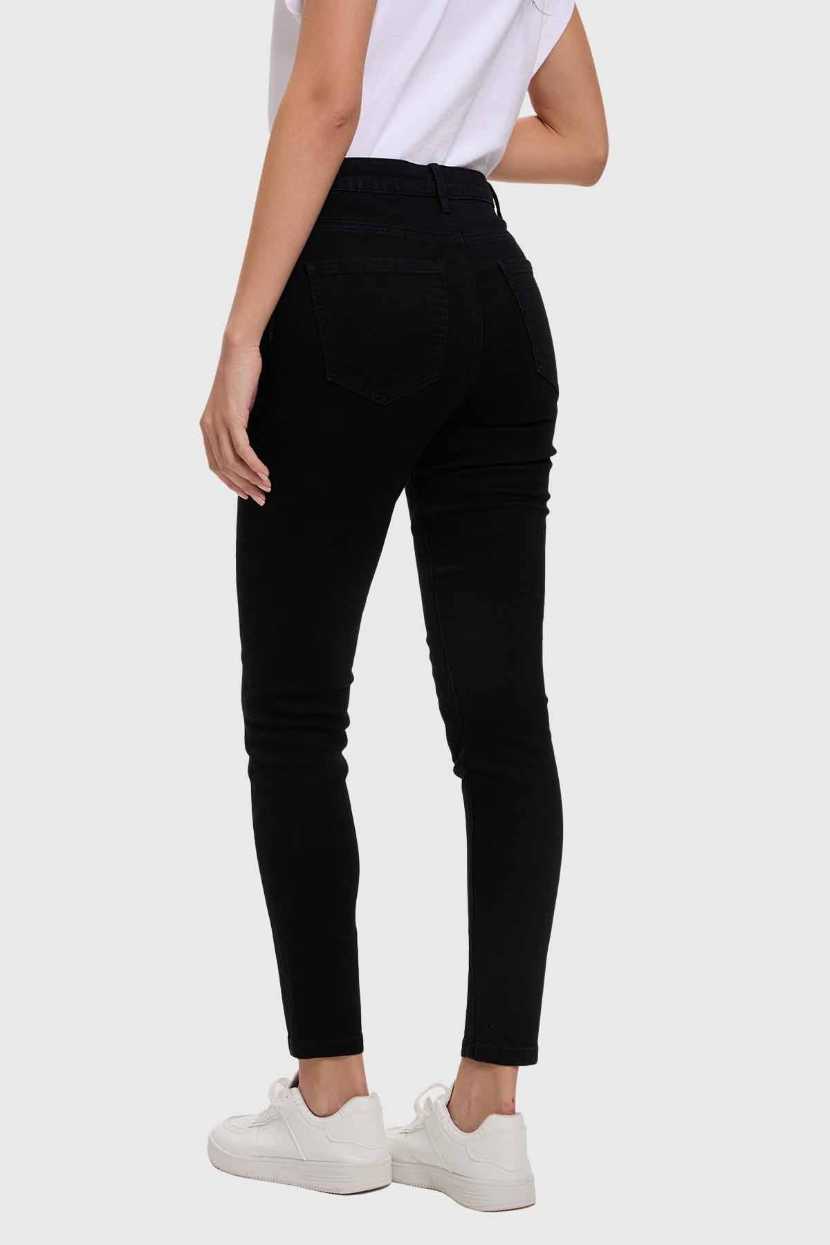 Jeans Mujer Skinny Ojetillo Negro