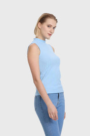 Polera Mujer Rib Celeste