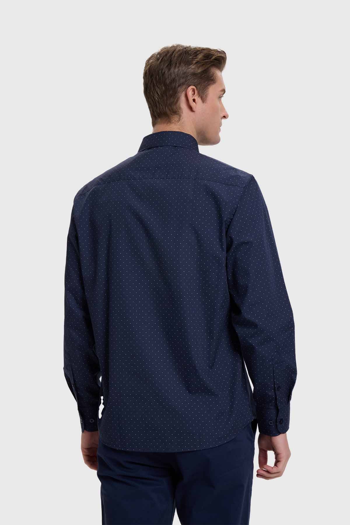 Camisa Hombre Mini Print Azul