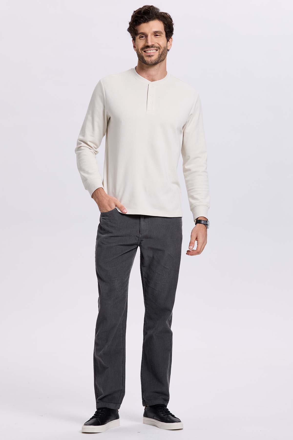 Pantalón Hombre Básico Cotelé Gris