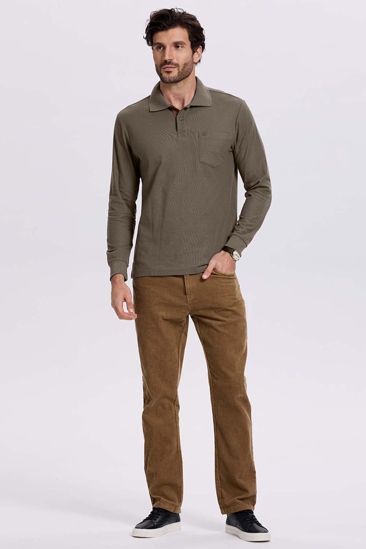 Polera Hombre Piqué Básica Café