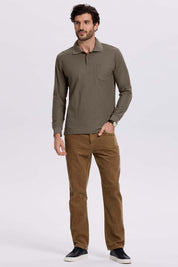 Polera Hombre Piqué Básica Café