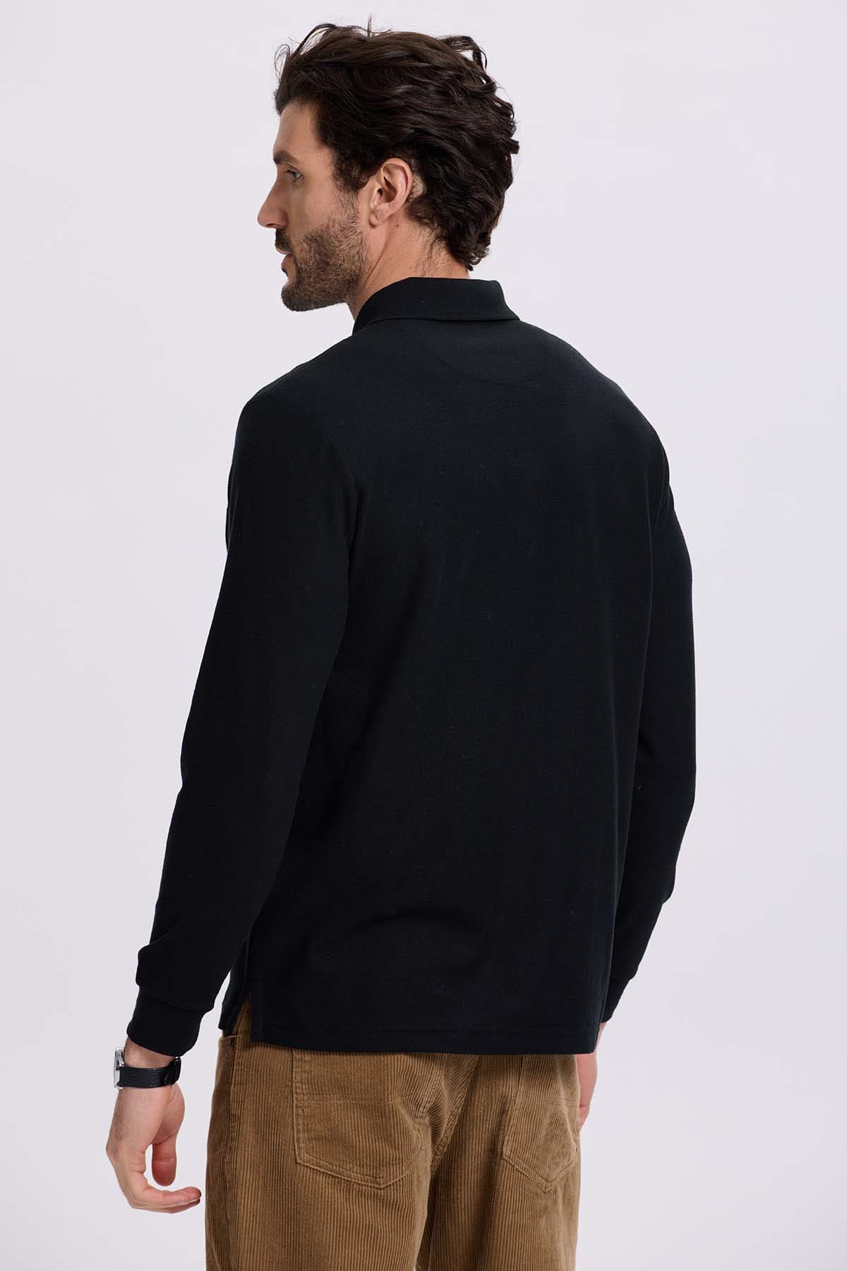 Polera Hombre Piqué Básica Negro