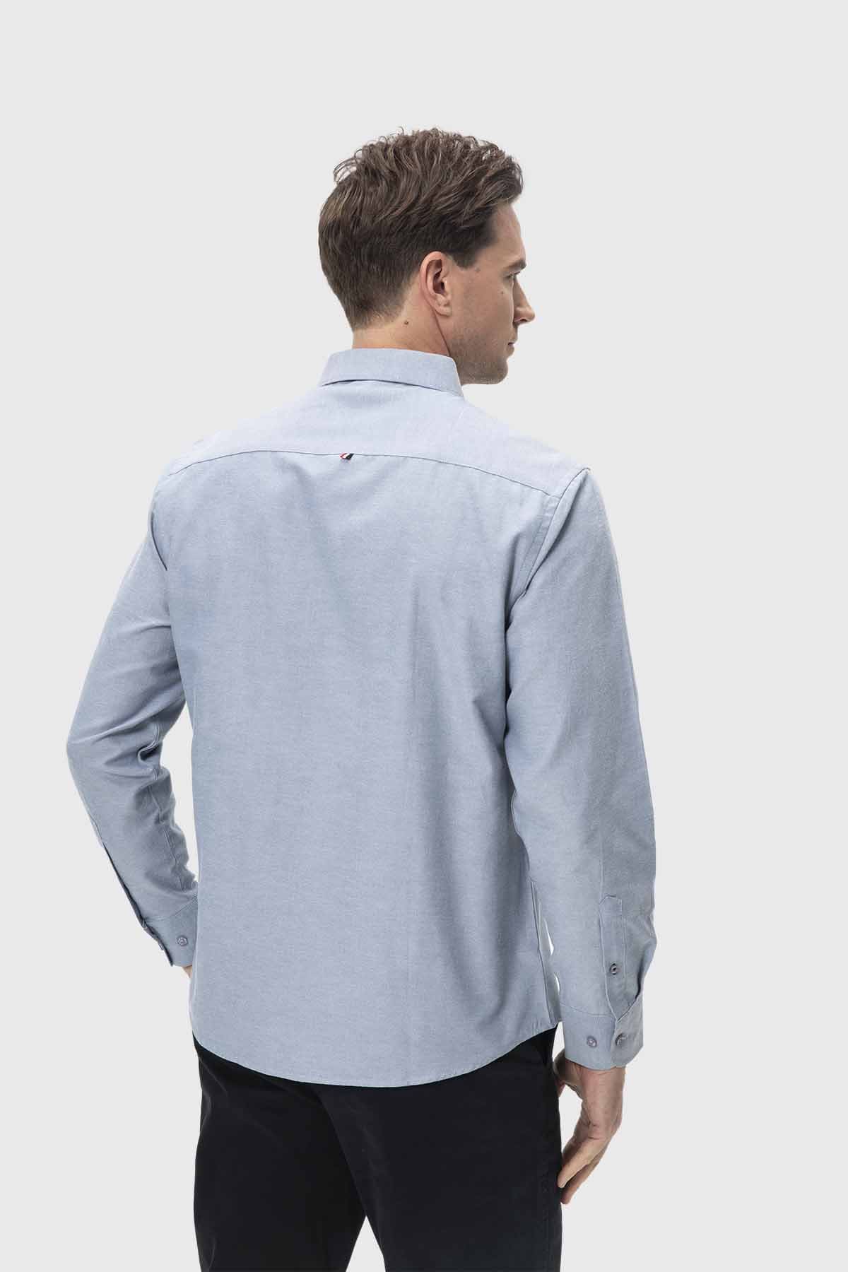 Camisa Hombre Oxford Gris