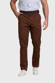 Pantalón Hombre Chino Cinturón Café