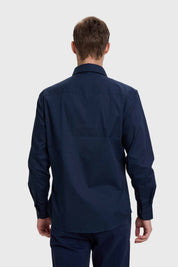 Camisa Hombre Doble Bolsillo Azul