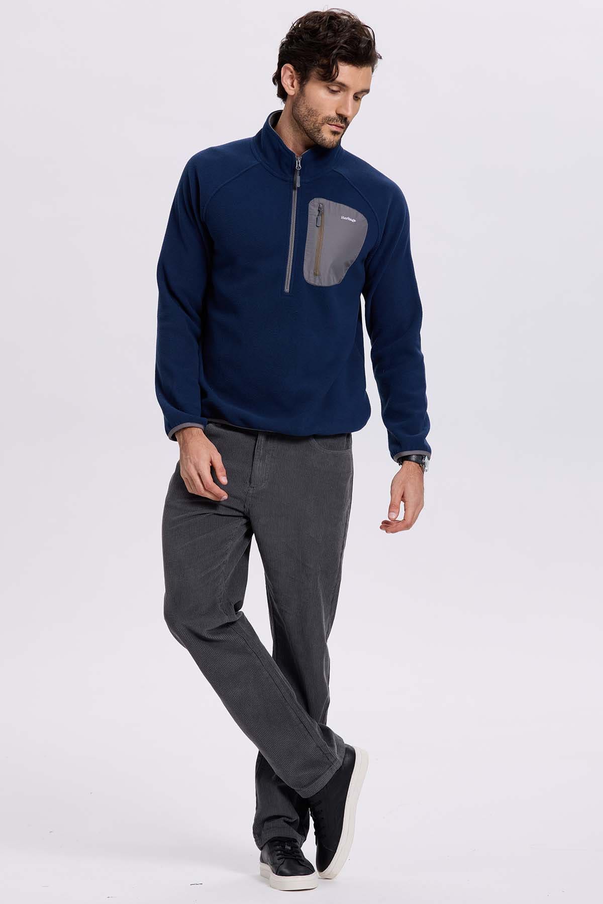 Polar Hombre Medio Con Bolsillo Azul
