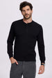 Polera Hombre Tres Botones Negro