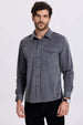 Camisa Hombre Cotelé Con Bolsillo Gris