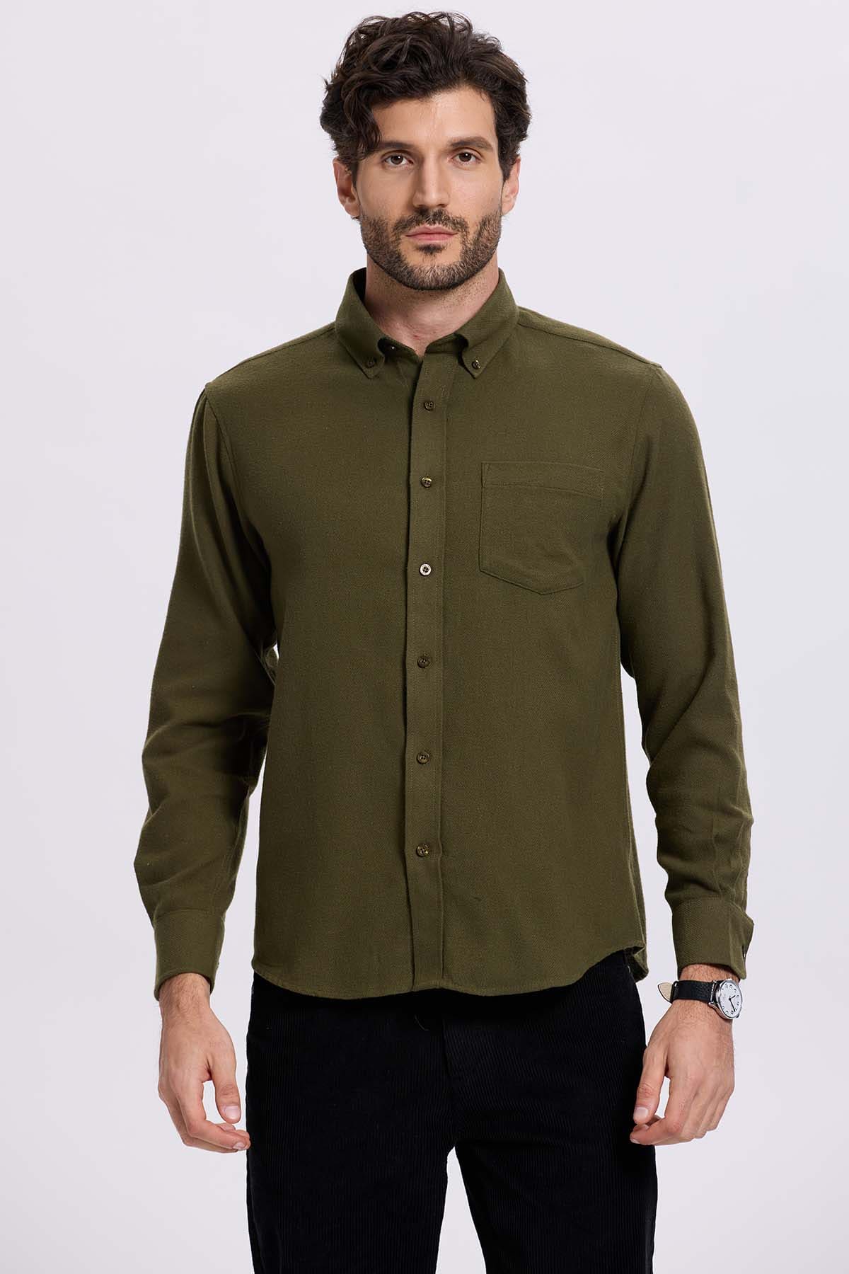 Camisa Hombre Franela Verde Verde Olivo / XXL