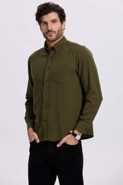 Camisa Hombre Franela Verde Verde Olivo / XXL