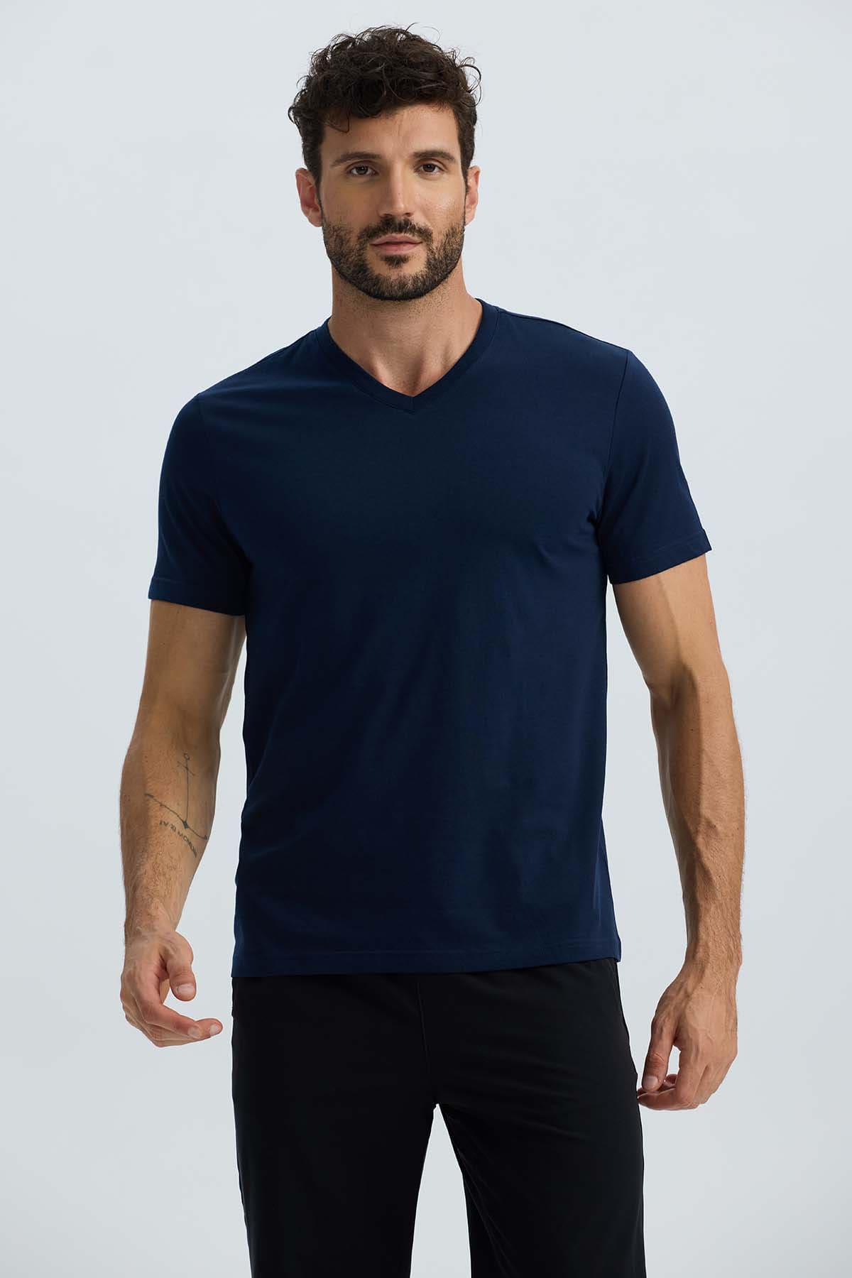 Polera Hombre Básica Azul Azul / XXL