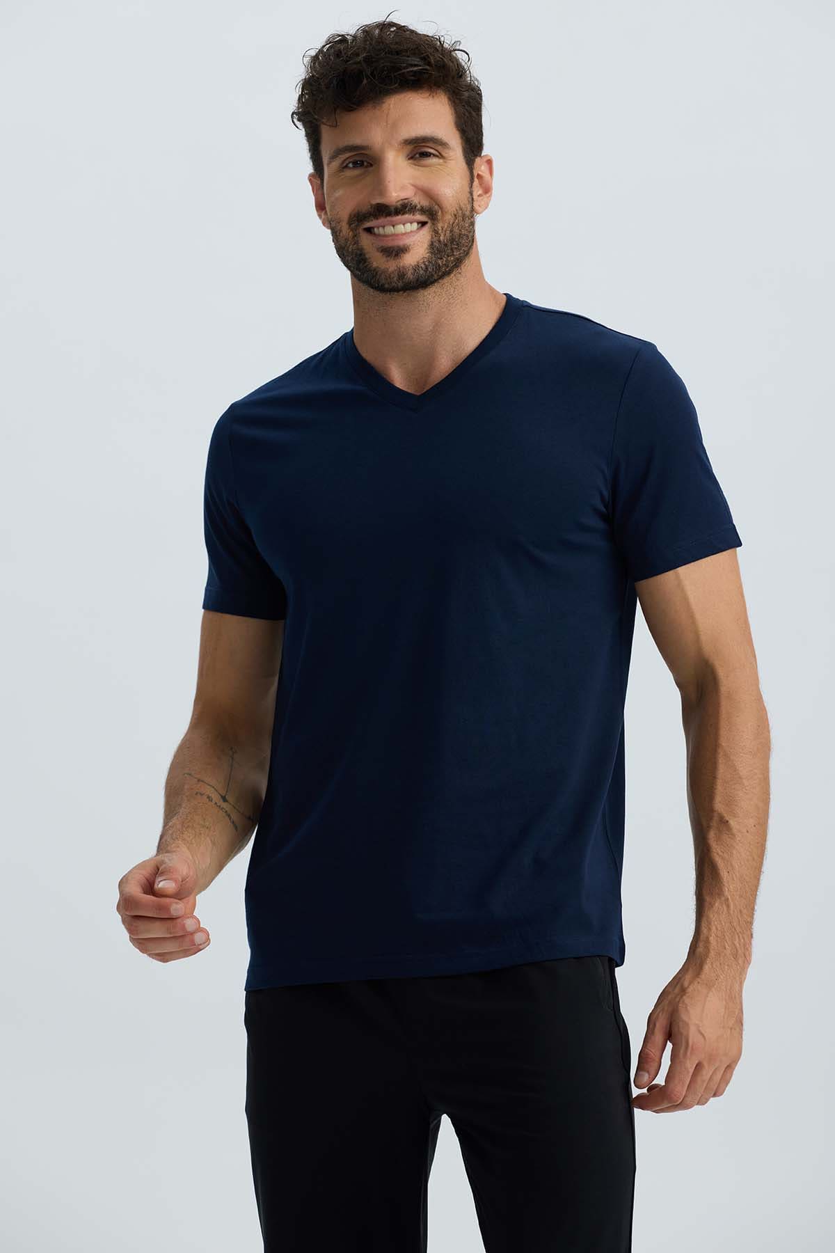 Polera Hombre Básica Azul Azul / XXL