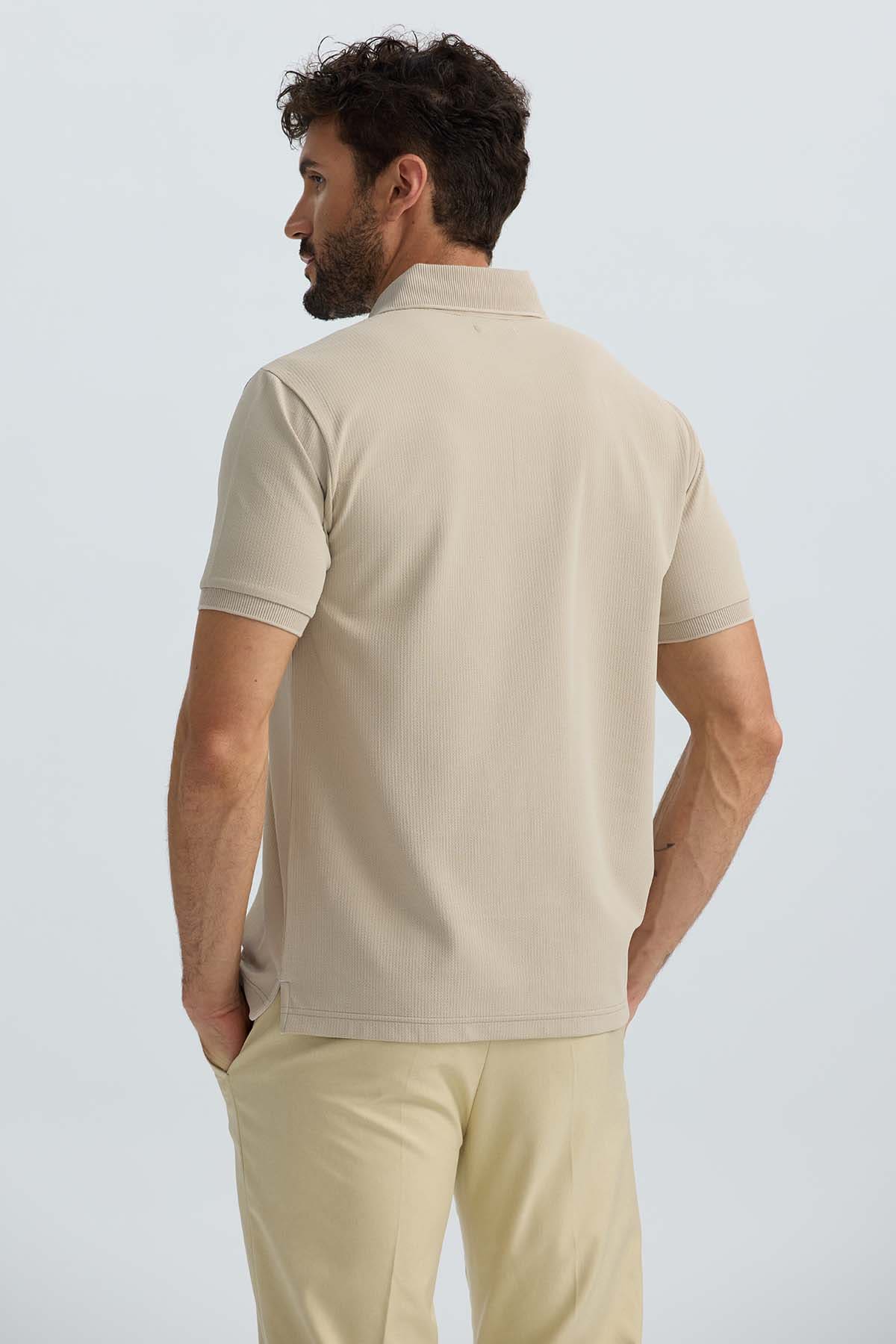 Polera Hombre Textura Beige Beige / XXL