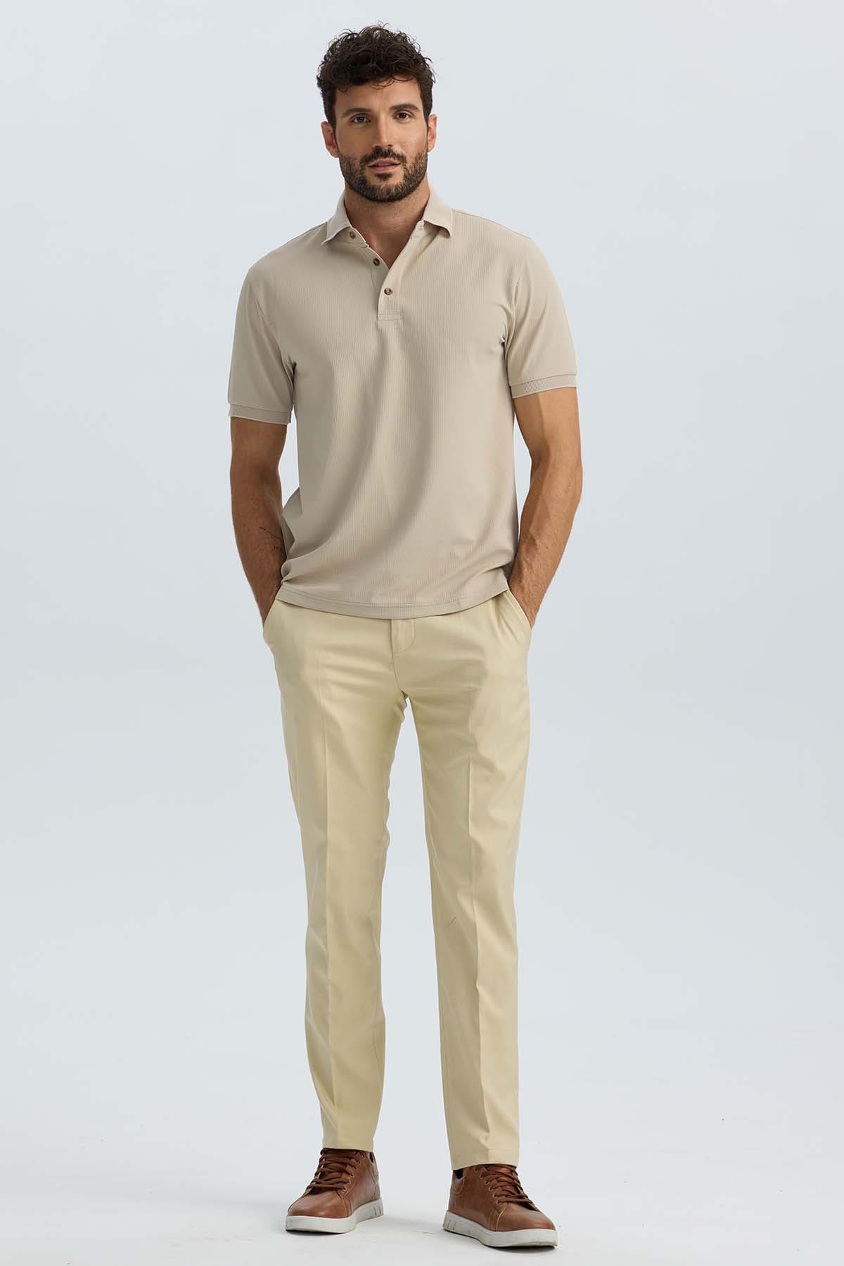 Polera Hombre Textura Beige Beige / XXL