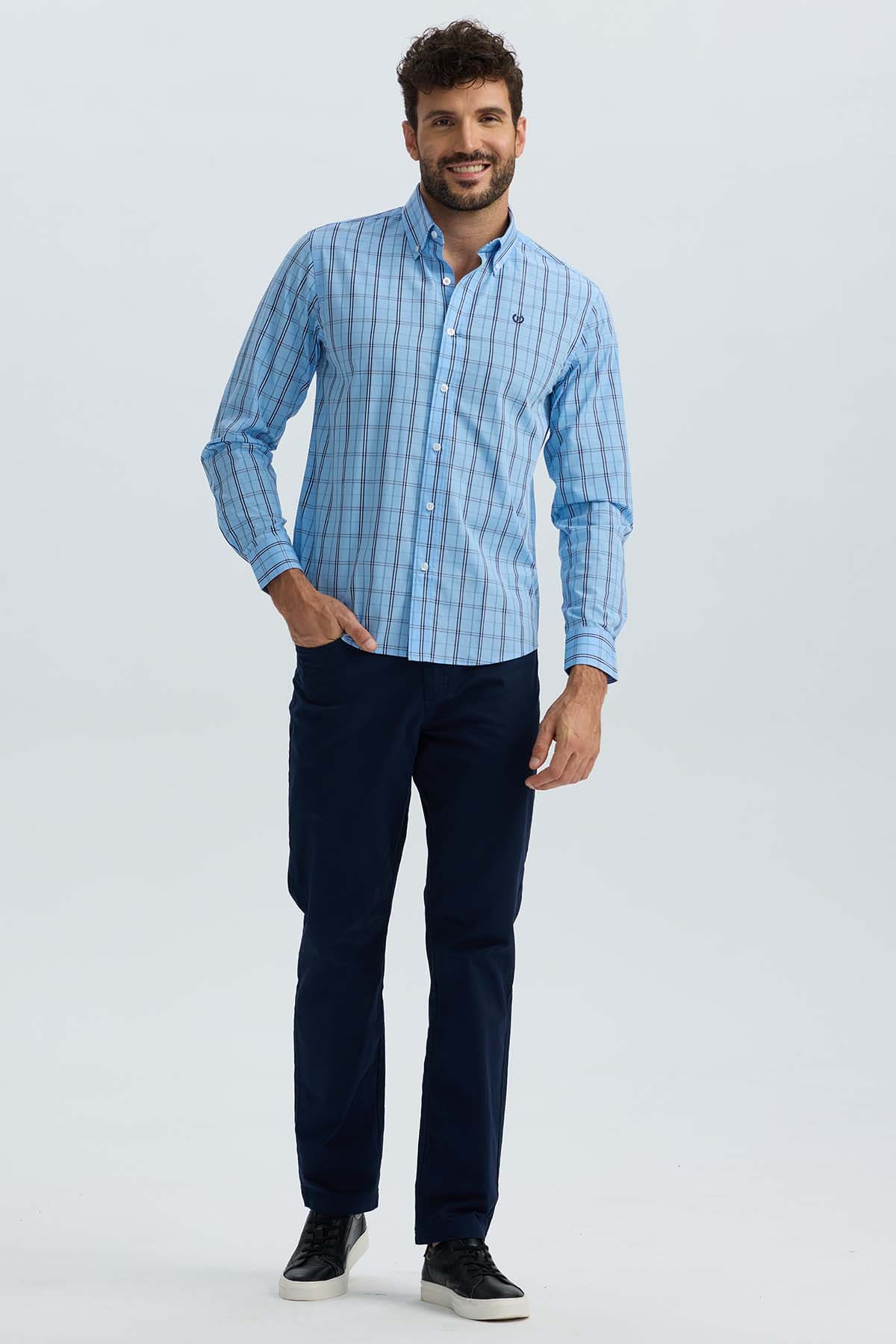 Camisa Hombre Cuadros Azul Azul / XXL