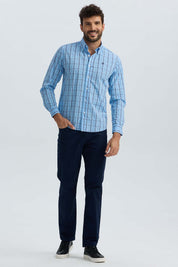 Camisa Hombre Cuadros Azul Azul / XXL