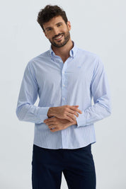 Camisa Hombre Rayas Celeste Azul / XXL