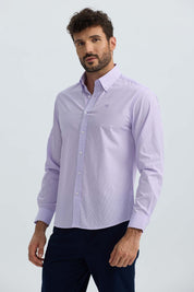 Camisa Hombre Rayas Lila Morado / XXL