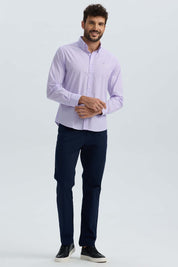 Camisa Hombre Rayas Lila Morado / XXL