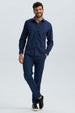Camisa Hombre Cuello Italiano Azul Marino Azul / XXL
