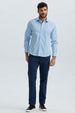 Camisa Hombre Cuello Italiano Celeste Azul / XXL