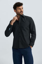 Camisa Hombre Cuello Italiano Negro Negro / XXL