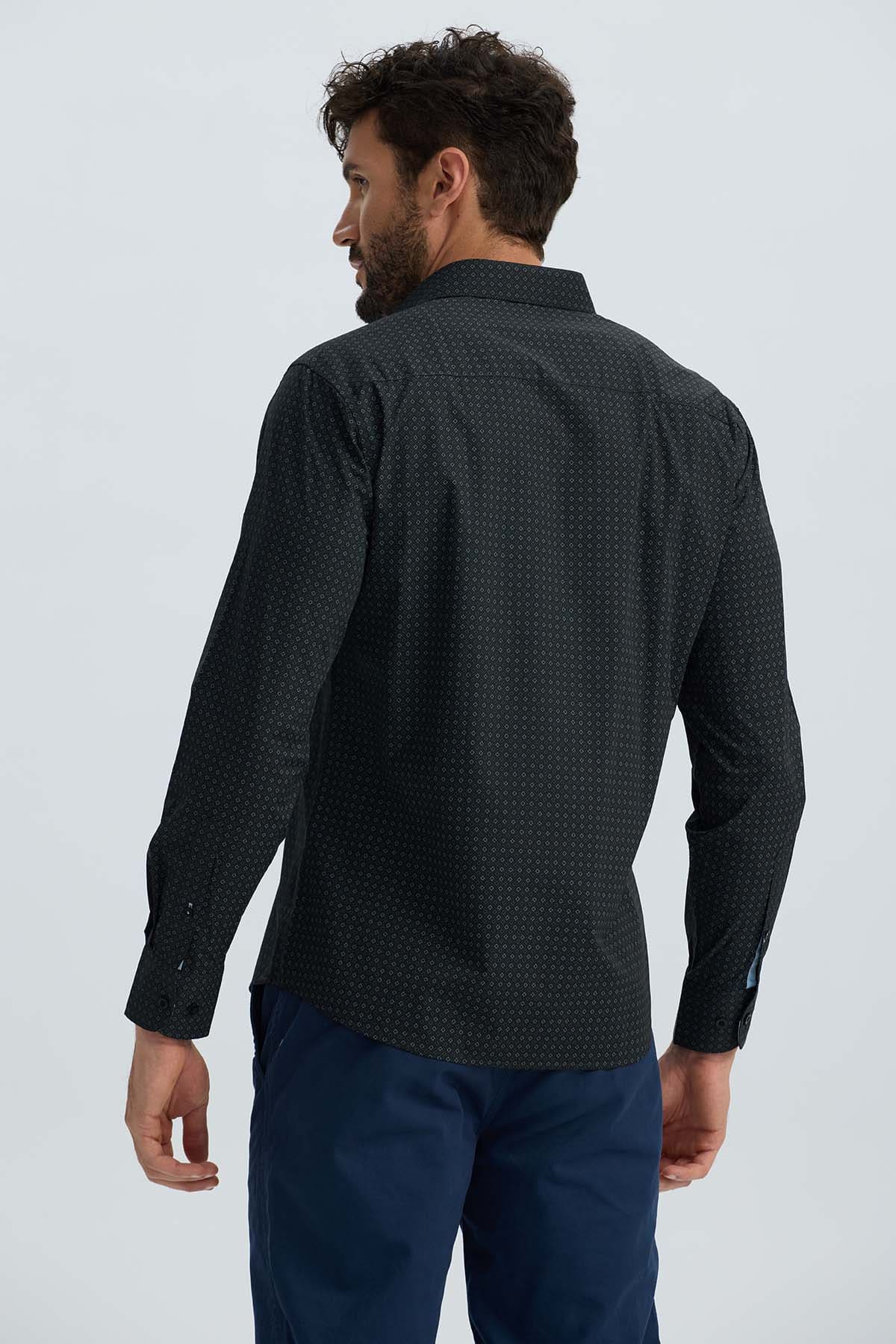 Camisa Hombre Cuello Italiano Negro Negro / XXL