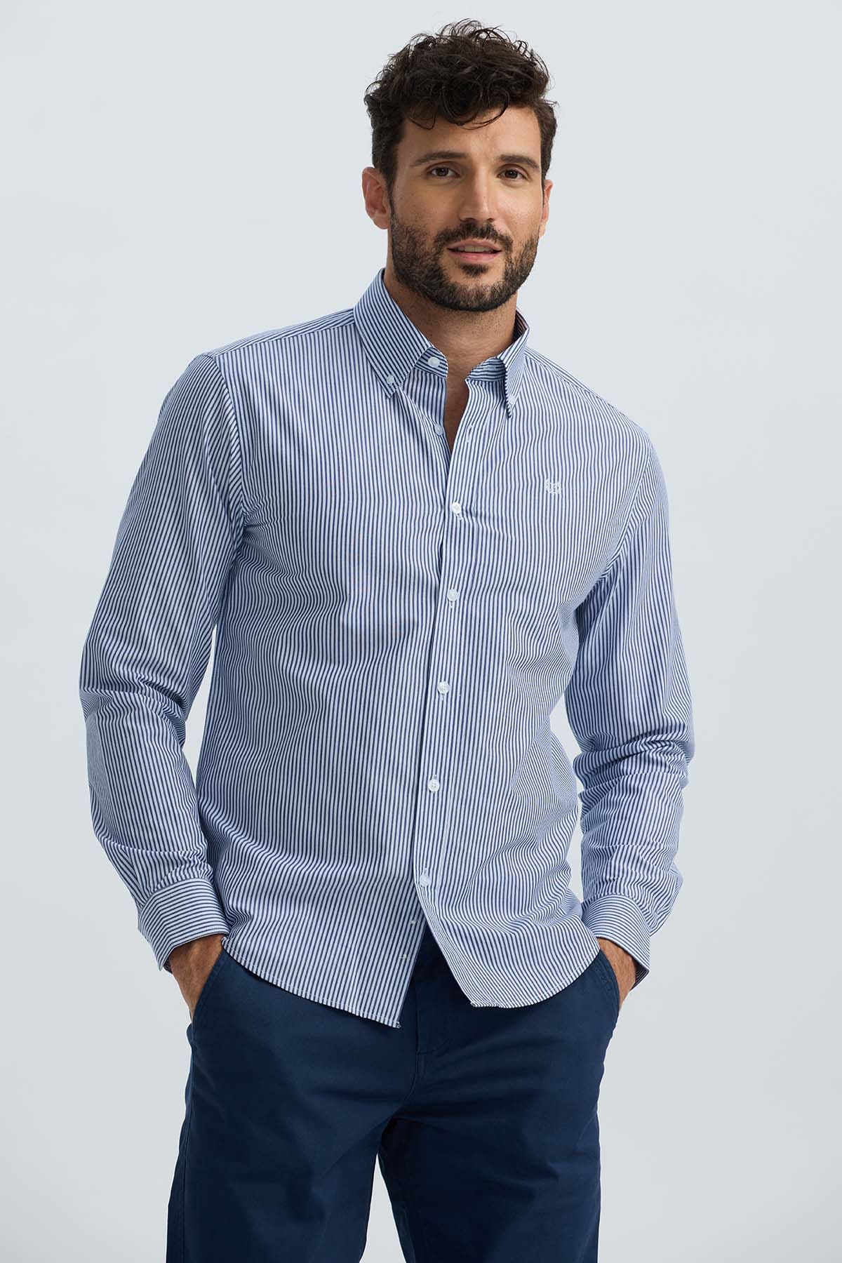 Camisa Hombre Moda Azul Marino Azul / XXL