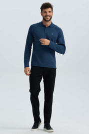 Polera Hombre Detalle Mangas Azul Marino Azul / XXL