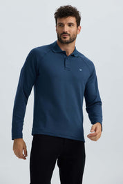 Polera Hombre Detalle Mangas Azul Marino Azul / XXL