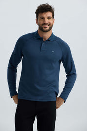 Polera Hombre Detalle Mangas Azul Marino Azul / XXL