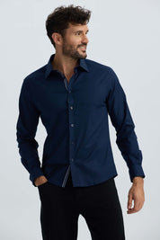 Camisa Hombre Lisa Azul Denim Azul / XXL