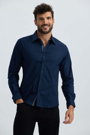 Camisa Hombre Lisa Azul Denim Azul / XXL