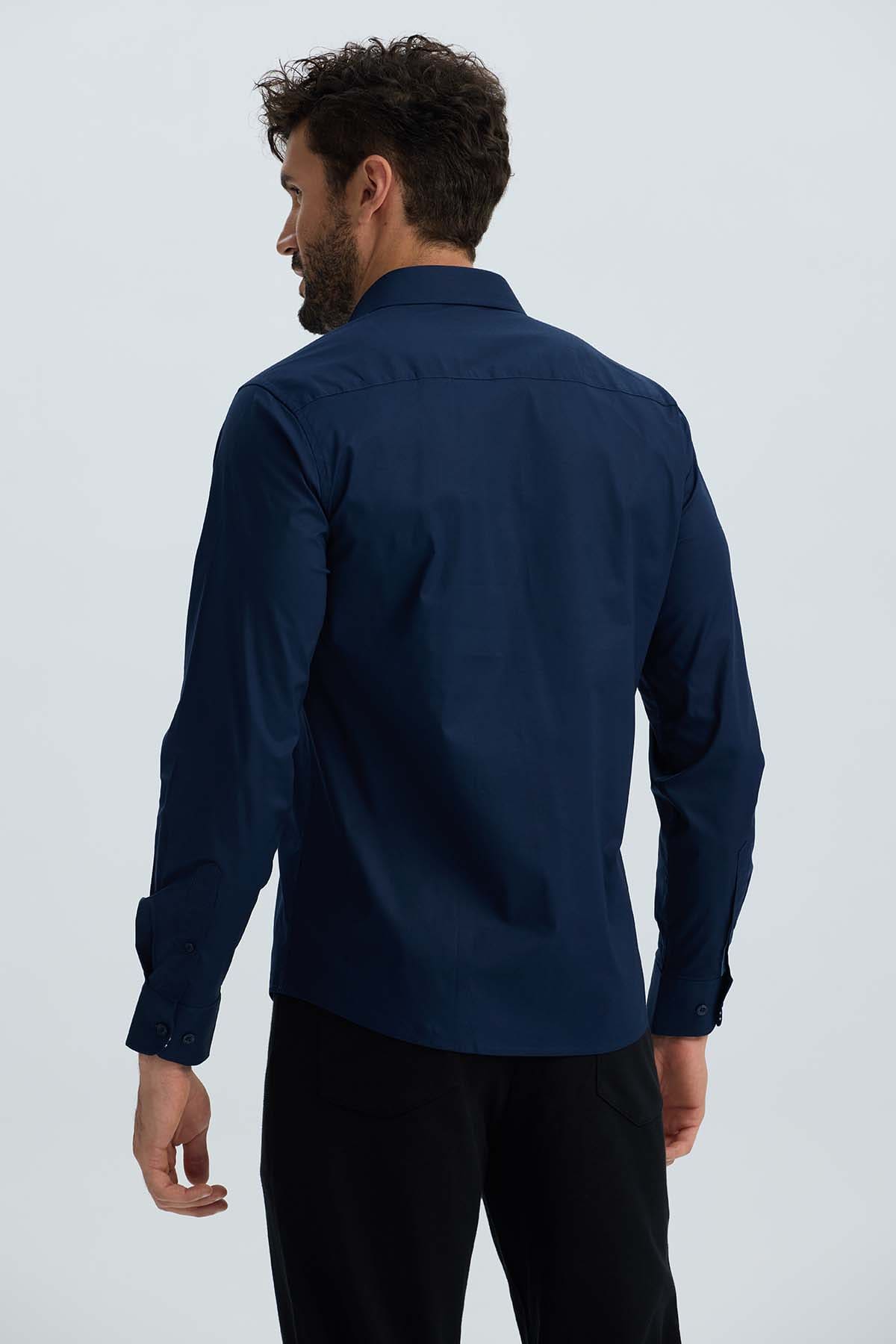 Camisa Hombre Lisa Azul Denim Azul / XXL